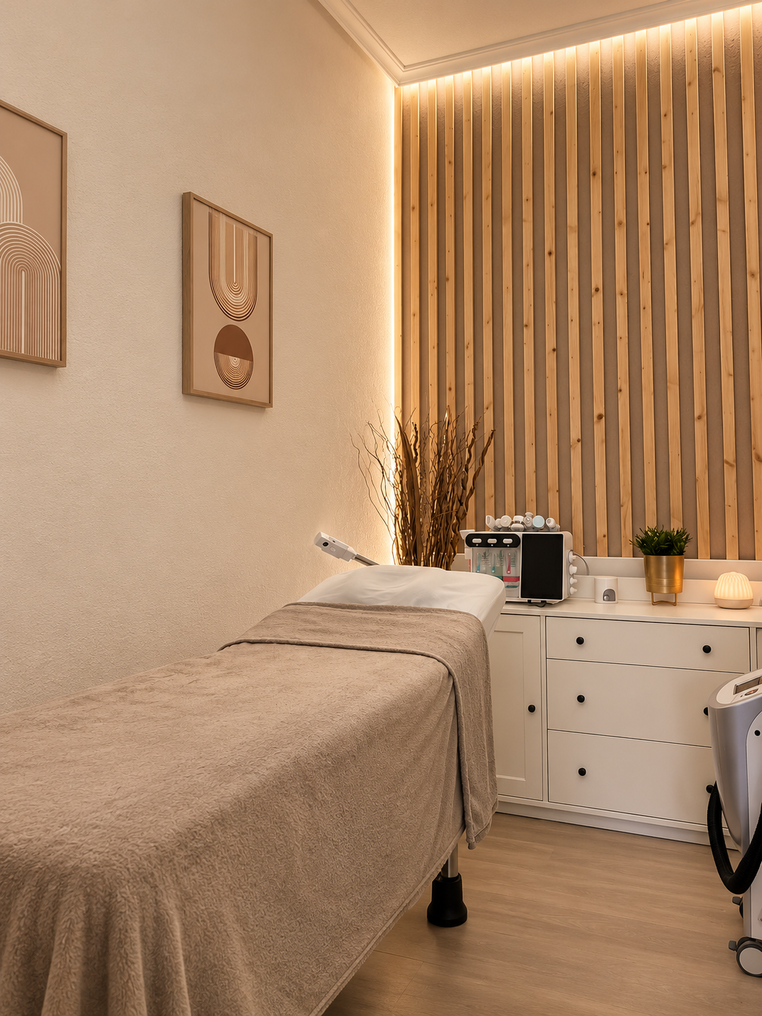 Cabina estética de Pinkcoco preparada para una consulta